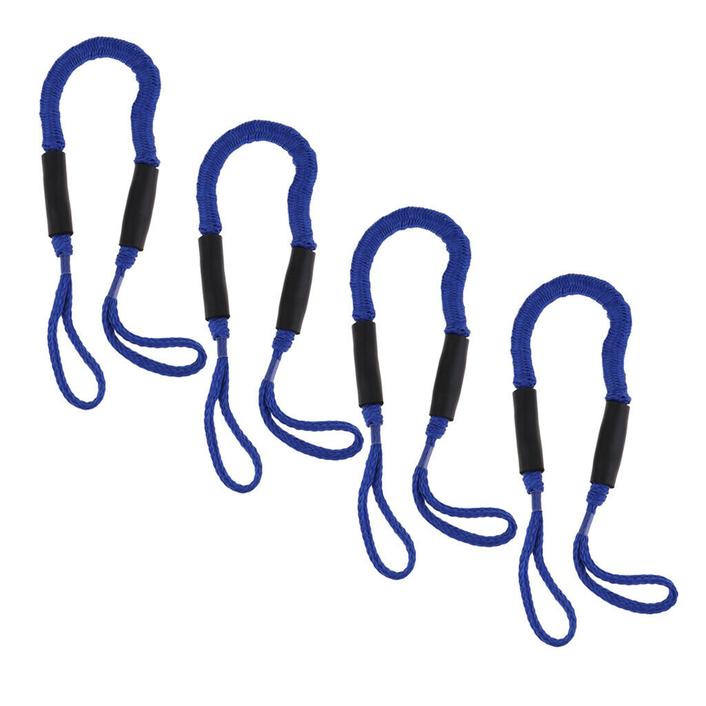 4pcs Lightweight Strength 5ft Nylon Boat Bungee Dock Line Mooring Cord