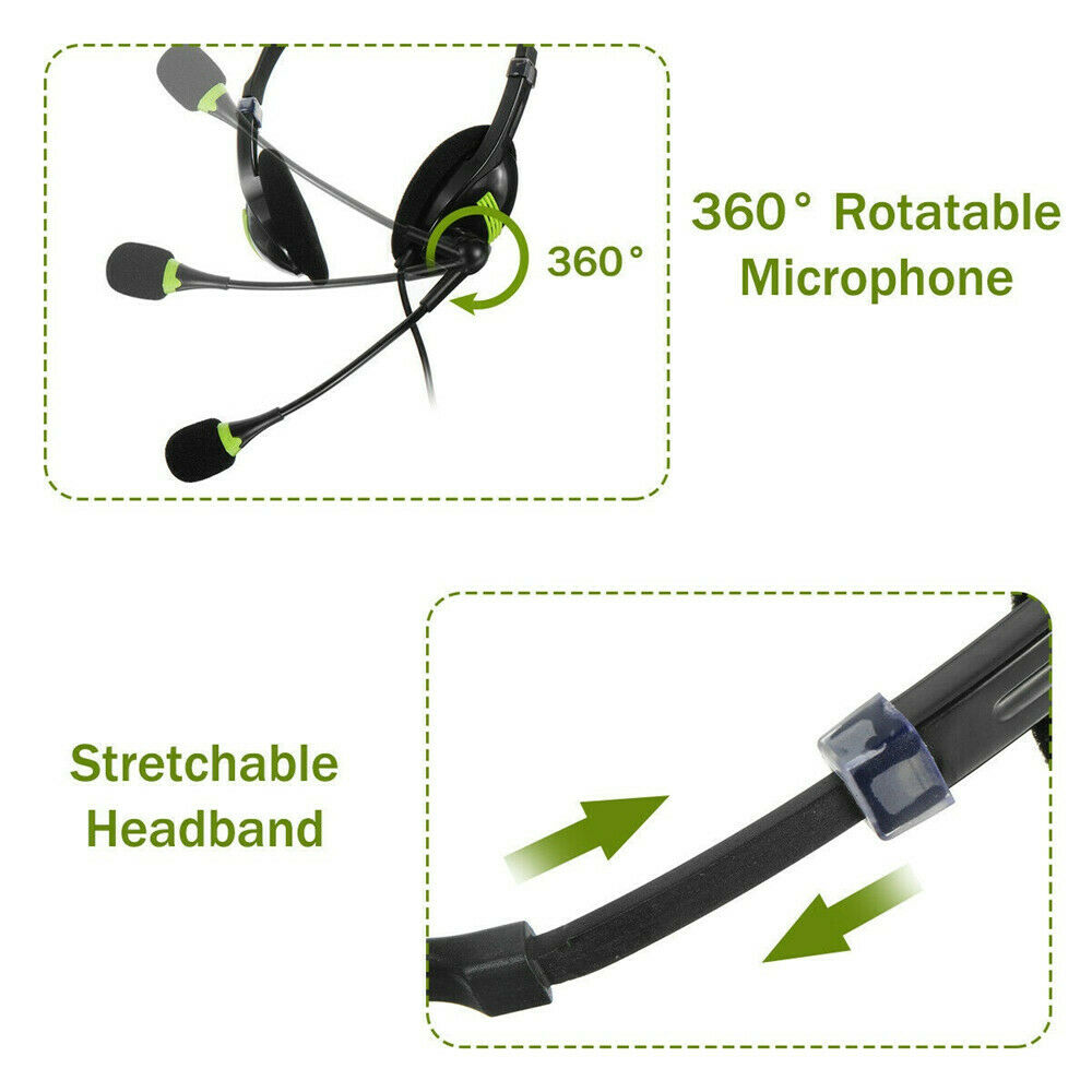 Mic USB Wired Headphones Office Headset Earphone For PC Laptop Phone Call