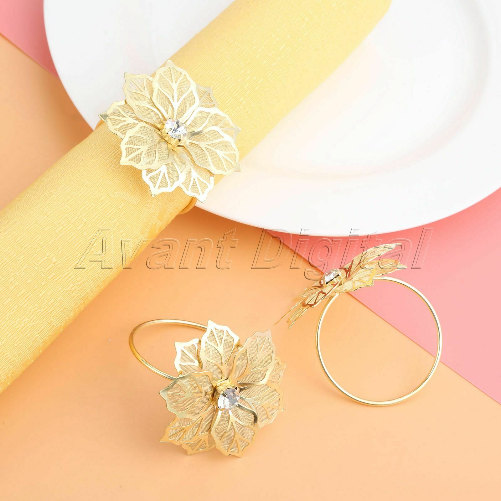 6pcs Flowers Napkin Rings Serviette Holder Dinner Party Wedding Table Decoration