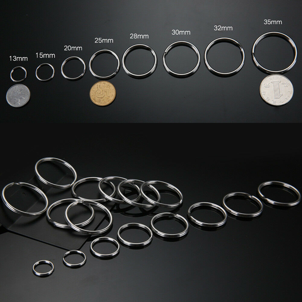 10x Steel Keyring Split Key Rings 25mm Nickel Hoop Ring Nickel Plated Steel Loop