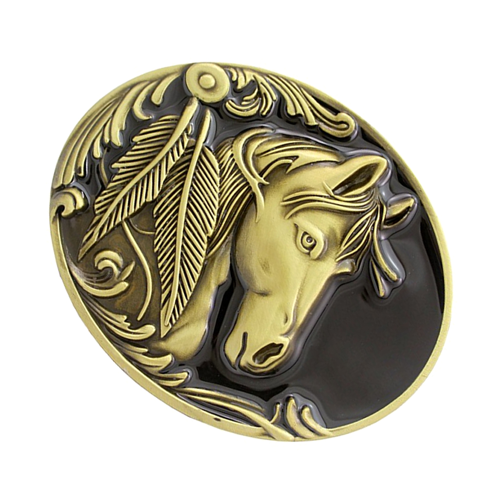 Bronze Horses Belt Buckle - Native Western Cowboy Costume Accessories