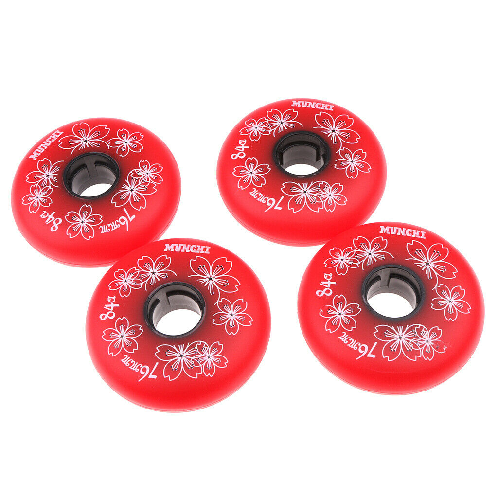 2X 4 Pieces Inline Roller Hockey Fitness Skate Replacement Wheel 84A 76mm Red