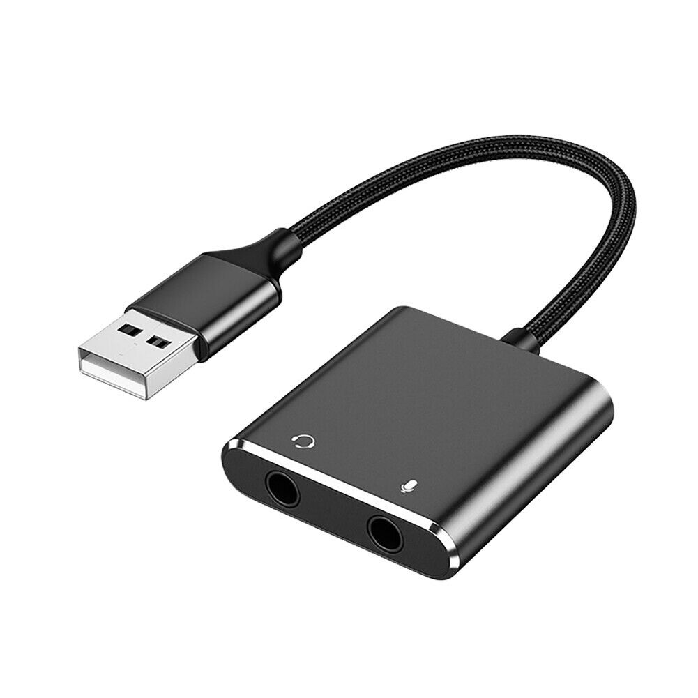 No Noise USB Audio Adapter Microphone Input External Sound Card For Laptop HN US