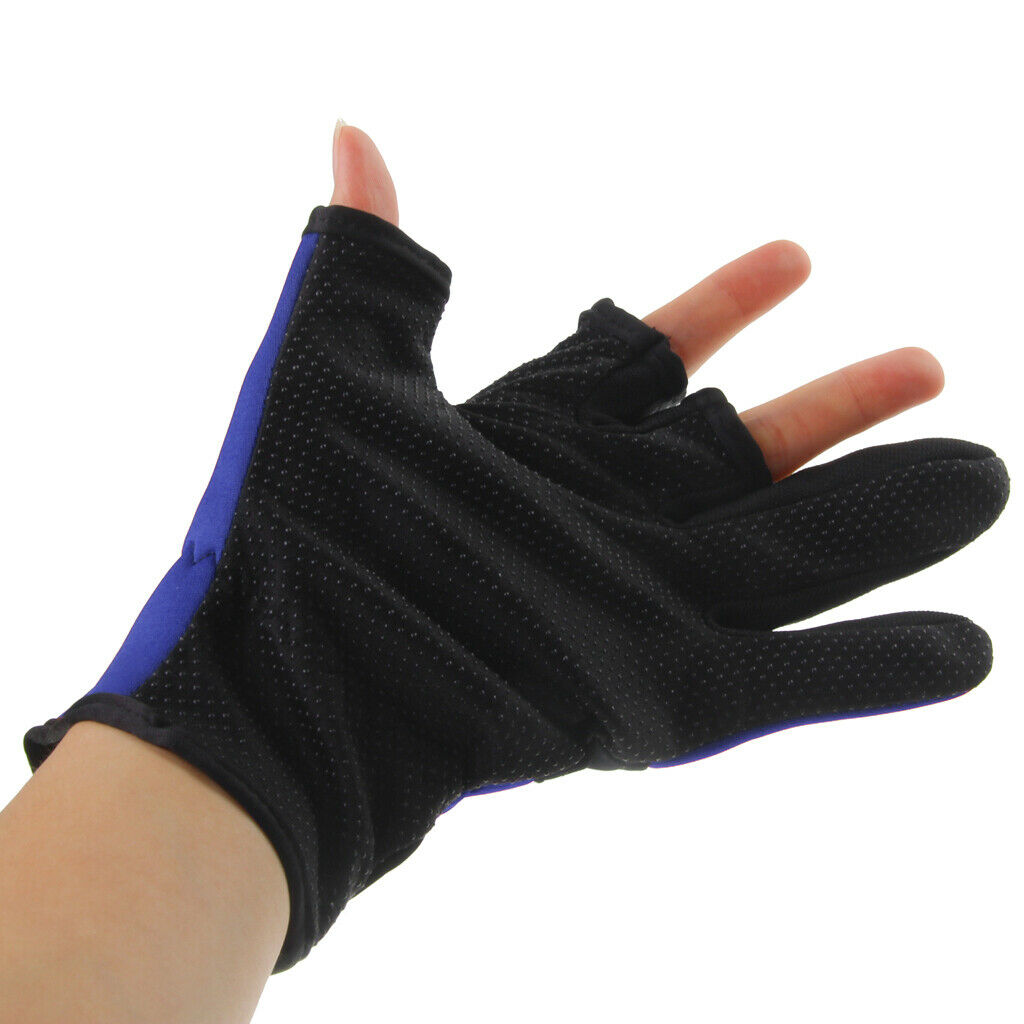 Outdoor Non Slip 2 Finger Fishing Gloves Hand Protection Waterproof Blue