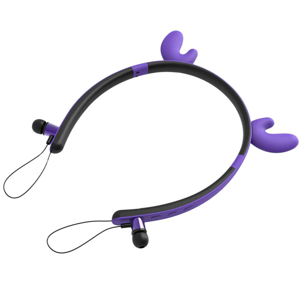 Wireless  Stereo Headset Cat Ear Headphone with Microphone Purple