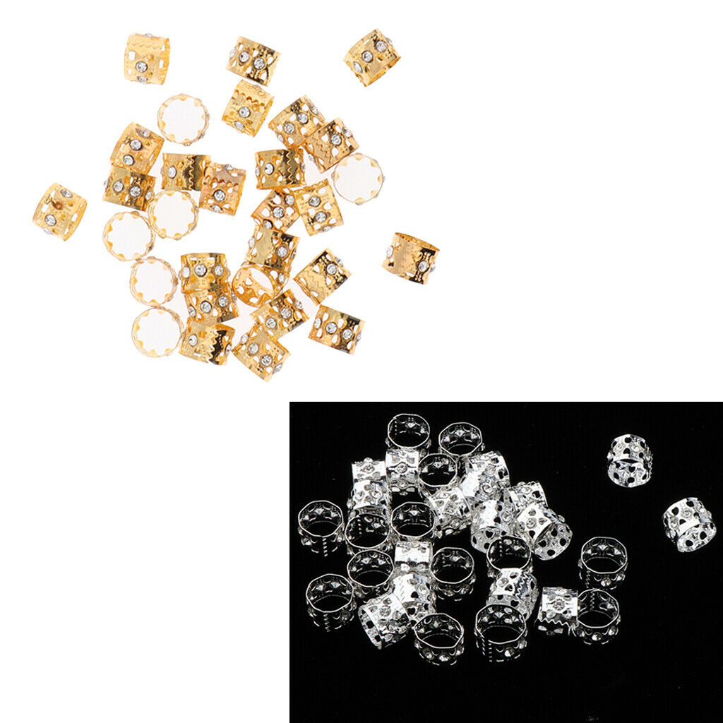 60pcs Cute Lovely Crystal Hair Cuffs Metal Dreadlock Beads DIY Hairstyle Braid