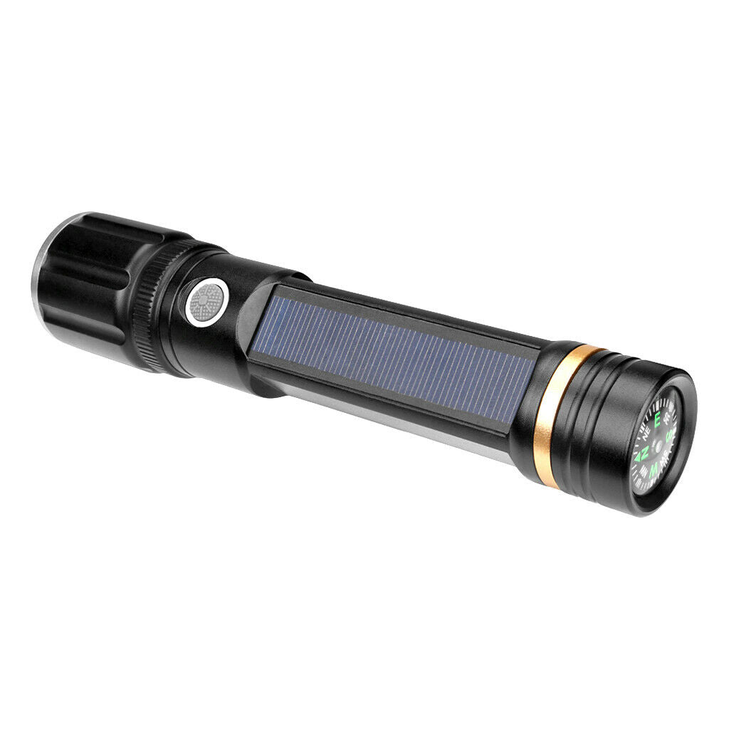 Portable Solar Powered LED Flashlight Safety Torch Light Survival Tool Light -