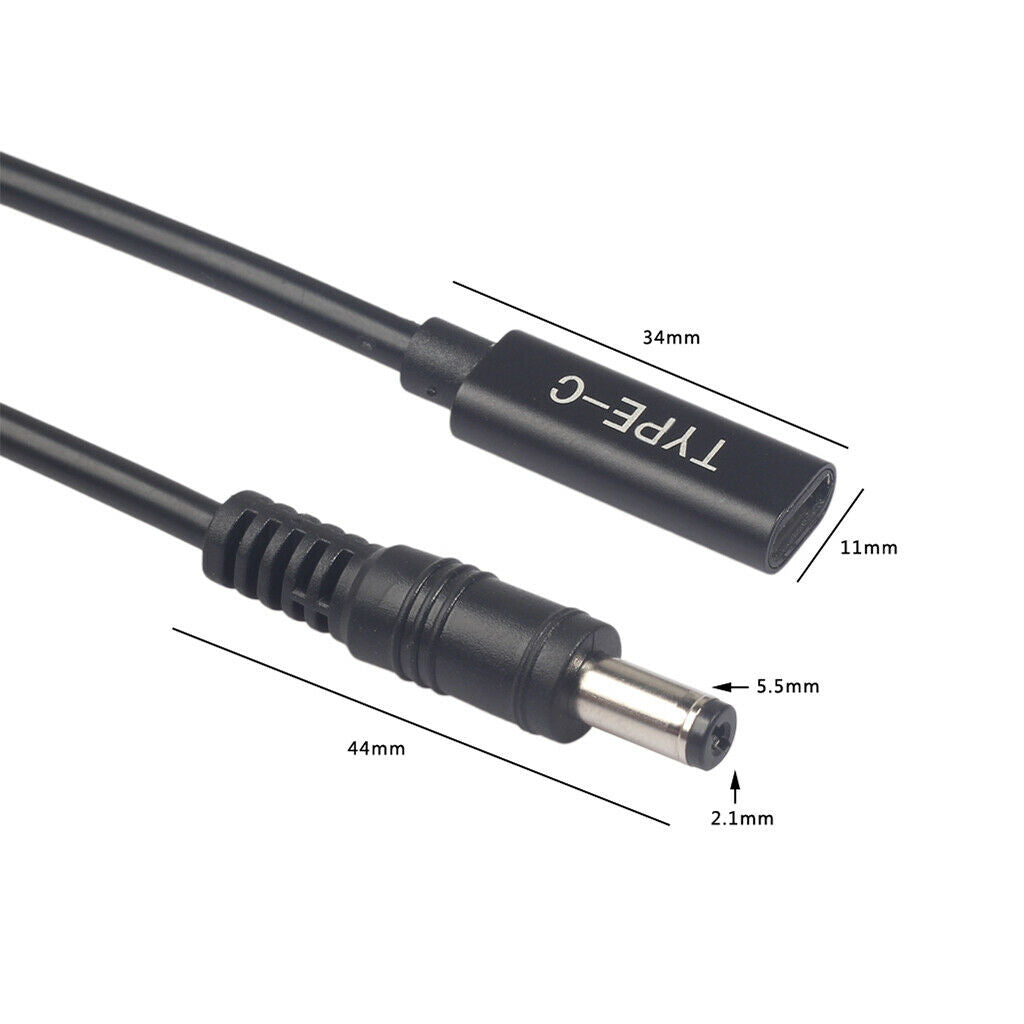 USB C Type-C Female To 5.5mm * 2.1mm Charger Adapter Charging Cable PD Plug