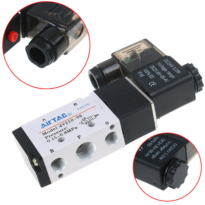 1Pc New 5 Way 2 Position 1/4'' Airtac Solenoid Valve 4V210-08 DC24V J  R8YDEAU