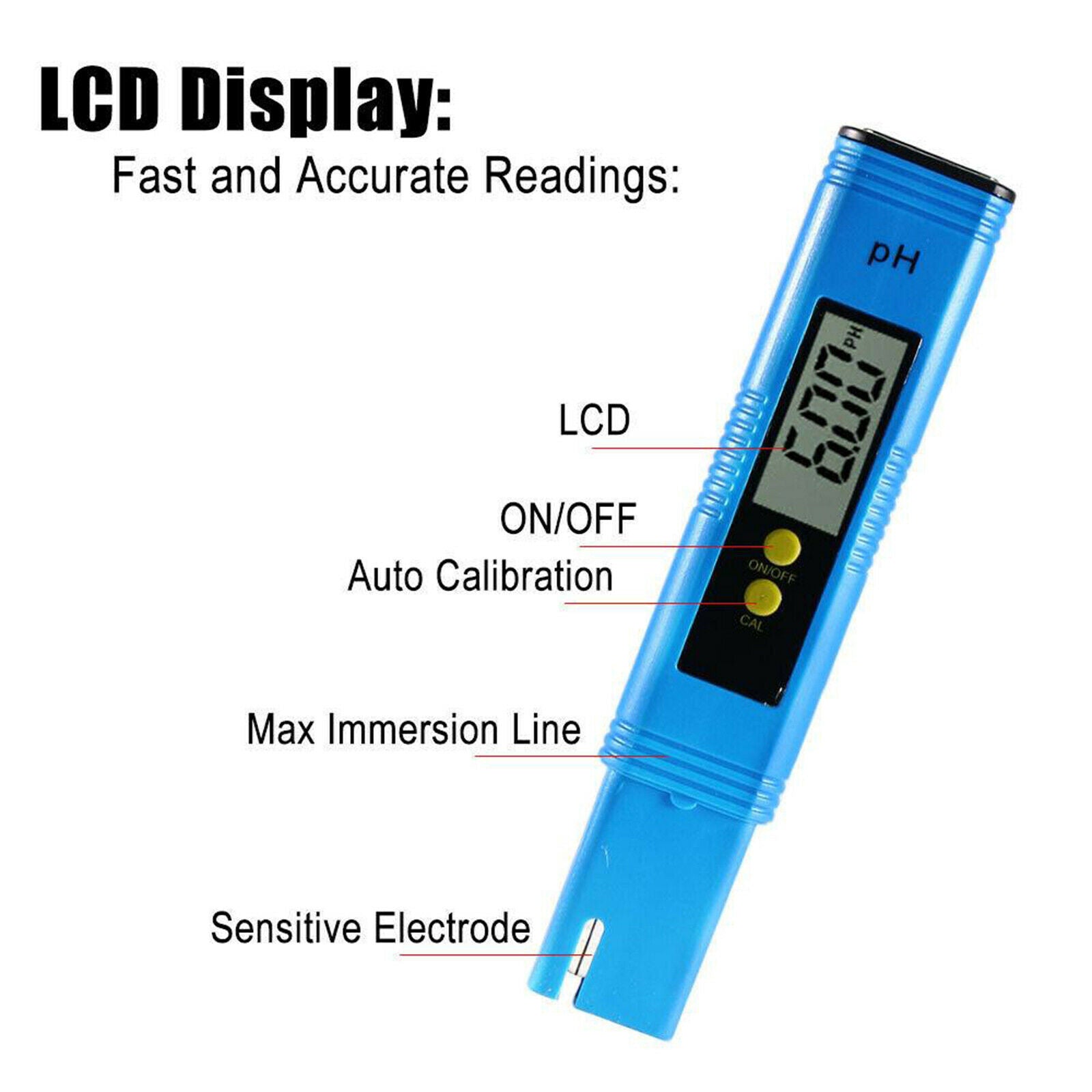 Digital PH Tester PH02 Meter High Accuracy Water Quality Tester Pen 0-14Ph