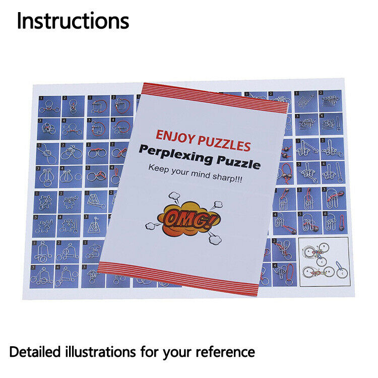24PCS Metal Wire Puzzle IQ Mind Brain Teaser Puzzles Game for Adults Kids US