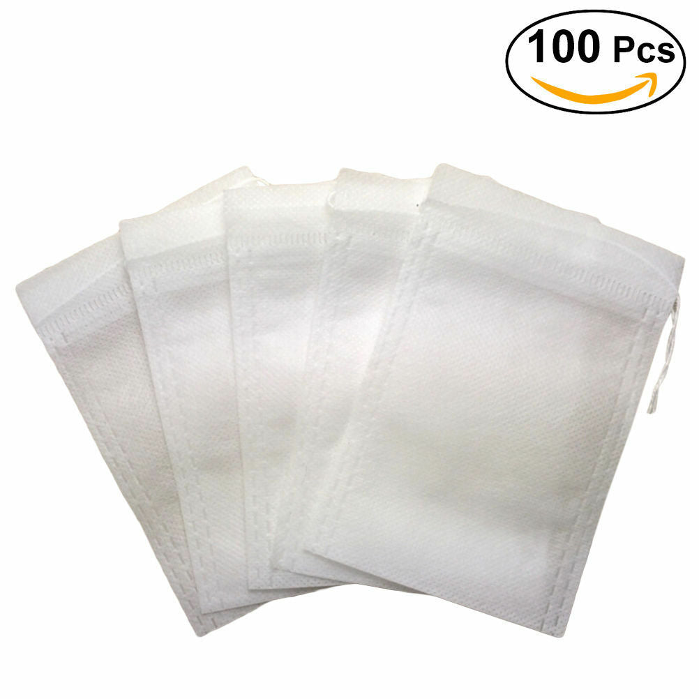 100pcs Non-woven Empty Teabags String Heat Seal Filter Paper Herb Loose Tea Bag