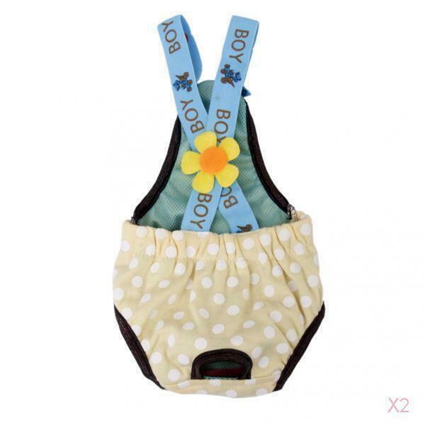2 x Beautiful Reusable Dog Diapers with Adjustable Strap Suspender â€“ Cotton