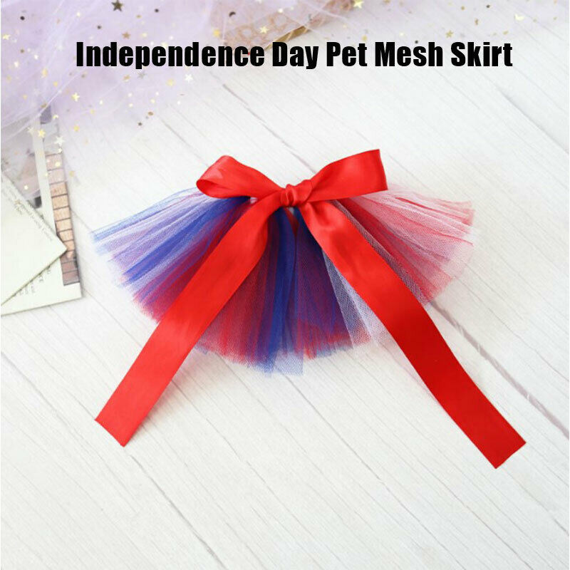Lace Princess Tutu Dress Clothes Apparel Costume Independence Day Pet Mes.l8