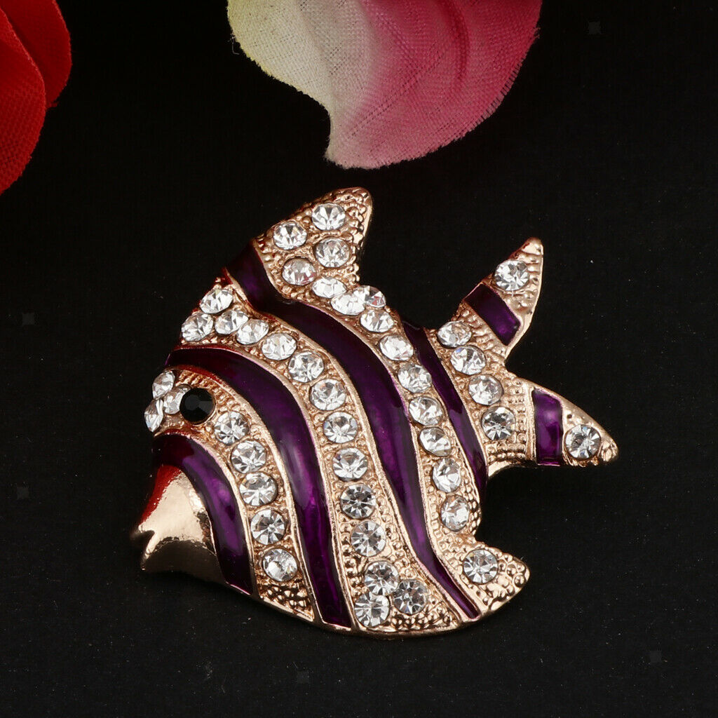 Fashion Crystal Animal Brooch Pin Rhinestone Personality Brestpin Strip Fish