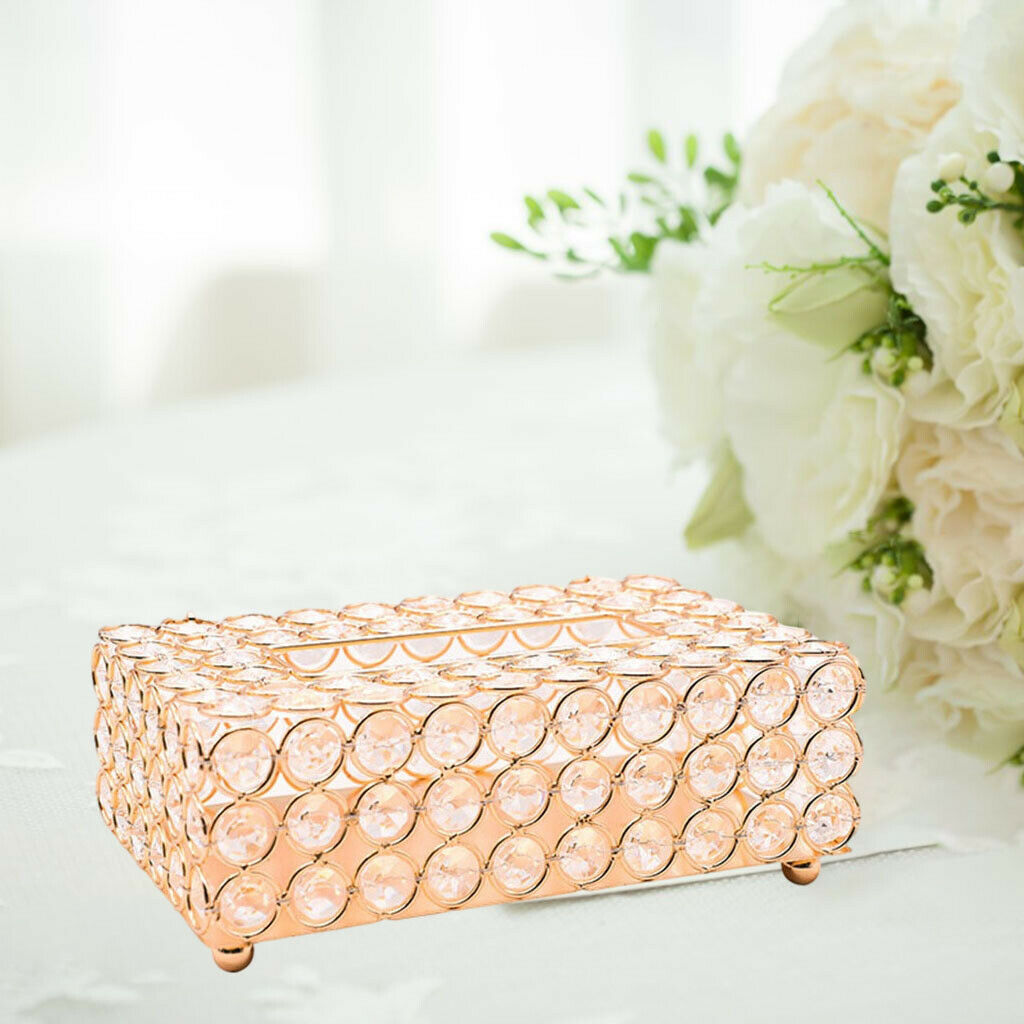 Crystal Tissue Box Cover Rectangle Decorative Napkin Toilet Paper Case