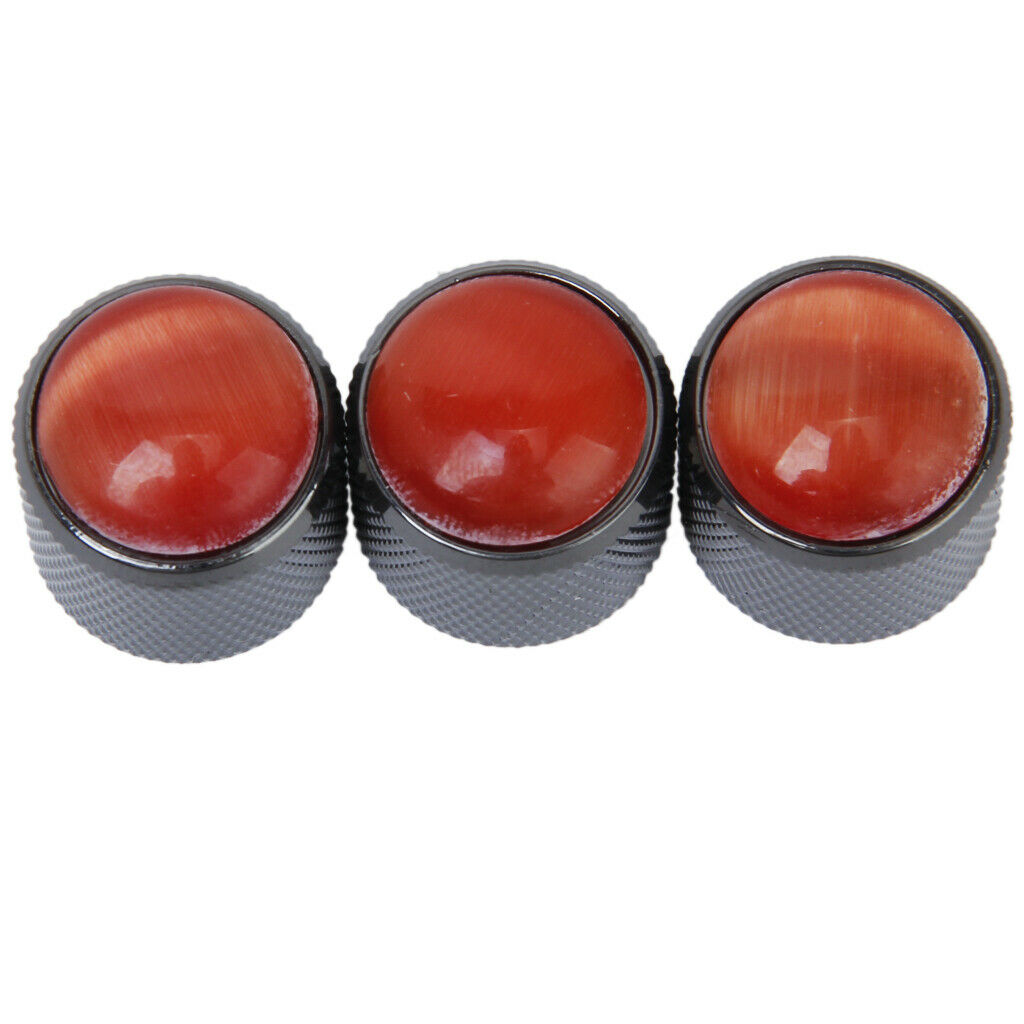 3pcs Volume Tone Control Knob for Electric Guitar - Black with Red Top
