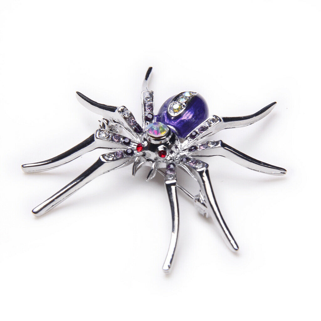 2x Luxurious Spider Widow Animal Clip Rhinestone Pin Brooch Purple Fit Bag Hat