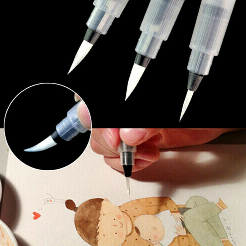 6Pcs refillable ink pen soft watercolor brushes for drawing painting art pe·q_DD