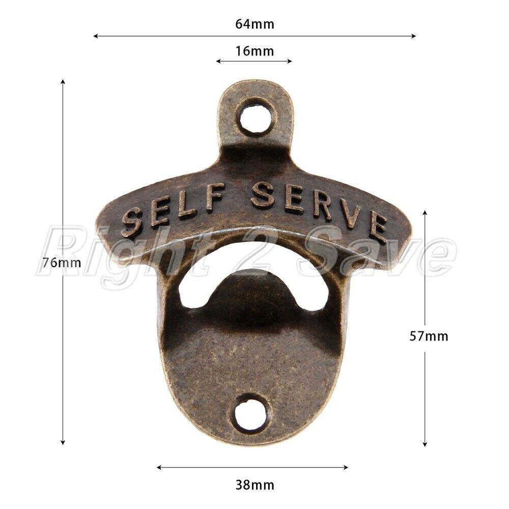 Zinc Alloy Bottle Opener Wall Mounted Beer Soda Corkscrews Tool Bar Party Club