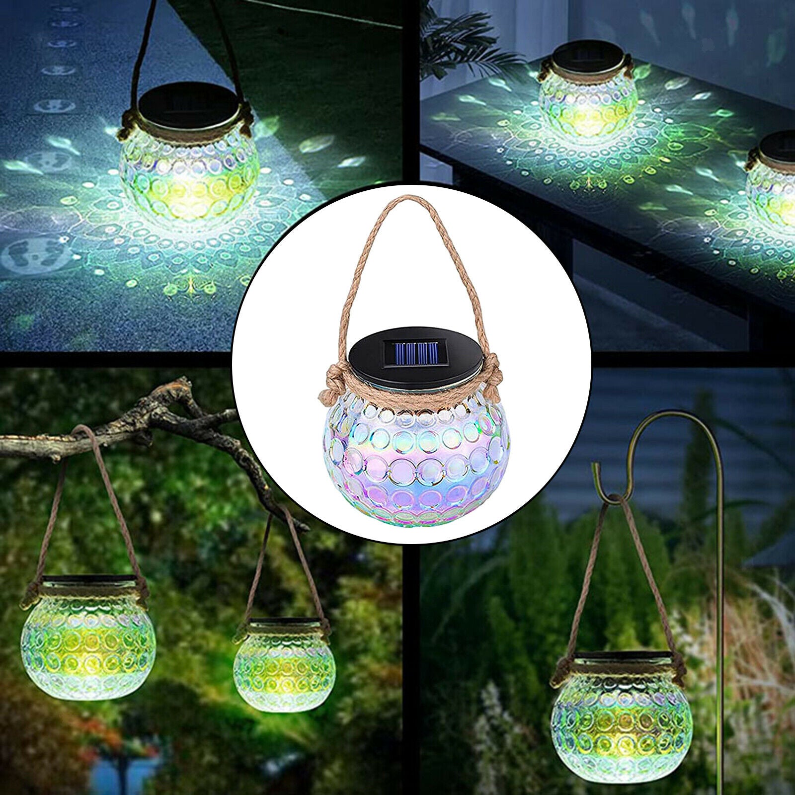 Solar Power Garden Light Pathway Walkway Tree Front Door Safe Hanging Lights
