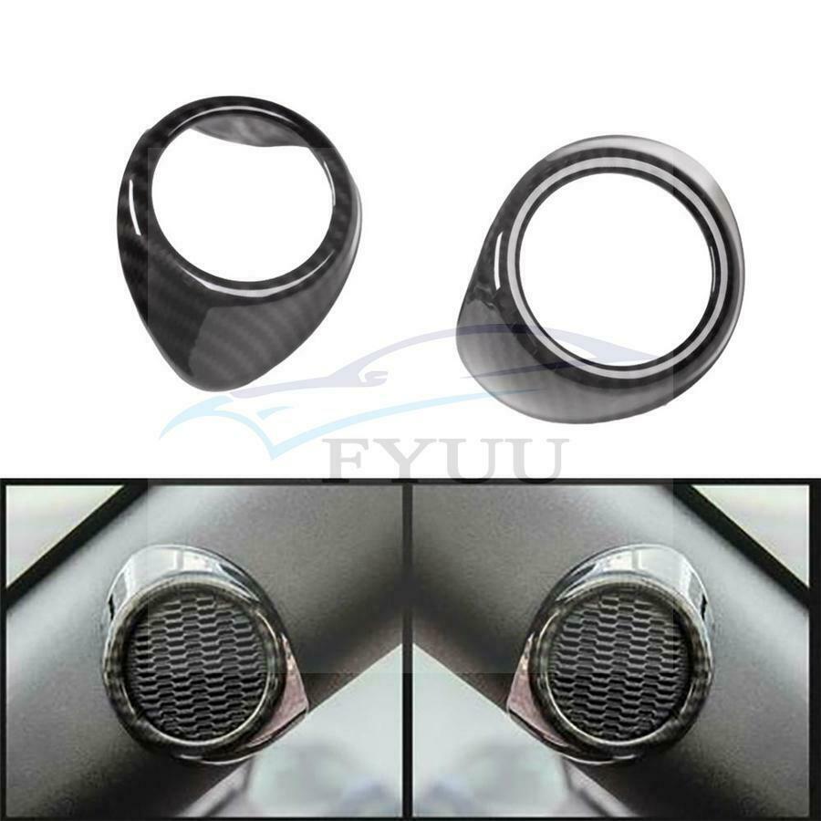 2x Carbon Fiber A Pillar Door Stereo Speaker Cover Trim For Ford Mustang 2015-18