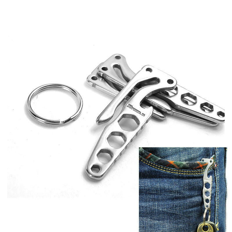 1PC Stainless Steel Pocket Multifunction Tool Opener Keychain Key Ring ED.l8