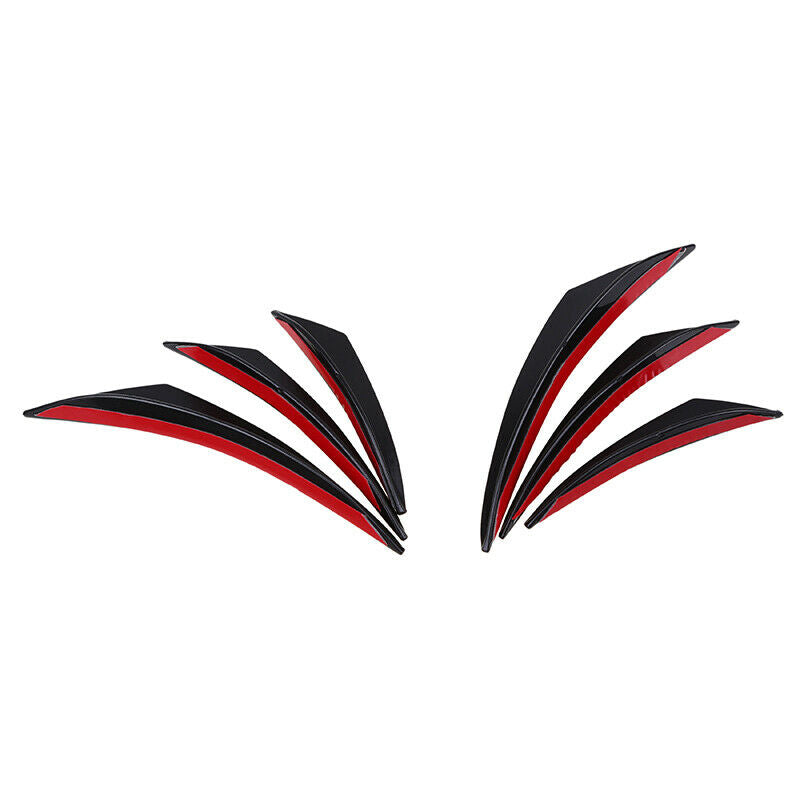 6pcs Universal Car Bumper Shark Fin Canard Splitter Diffuser Valence Spoiler Lip