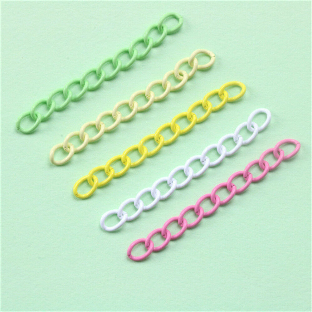 10 Mix Painted Extension Chains Iron For Bracelet Necklace DIY Jewelry Craft 5cm