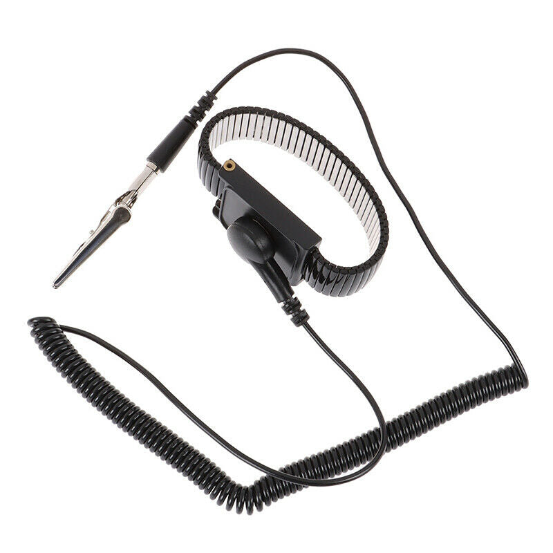 Anti static work wrist strap ESD adjustable discharge belt ground metal brace.DD