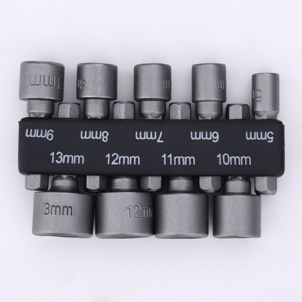 9 Piece Metric Hex Bit Socket Set, 5mm-13mm, Chrome-vanadium Steel Drill Bit