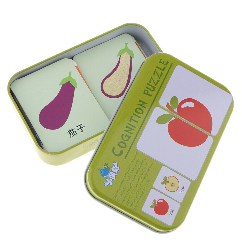32 Pieces Preschool Educational Flash Cards for Kids Vegetables and Fruits