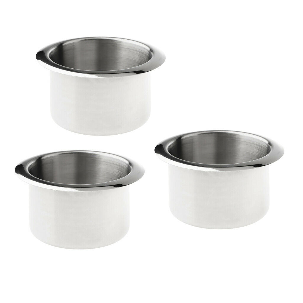 3x Stainless Steel Cup Drink Holder Polished for Marine Car Truck Camper RV