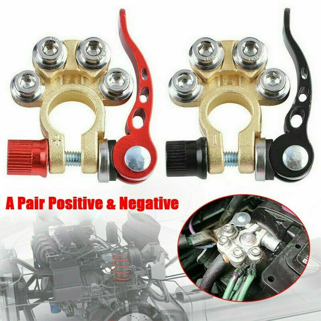 2PCS 4-Way Car Battery Terminals Connector Clamps Quick Release Clamp Disconnect
