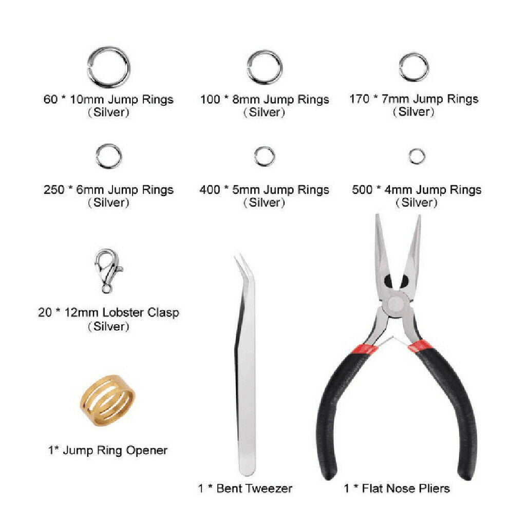 Jump Rings Lobster Clasp Jewelry Plier Tweezer for Jewellery Making Supplies