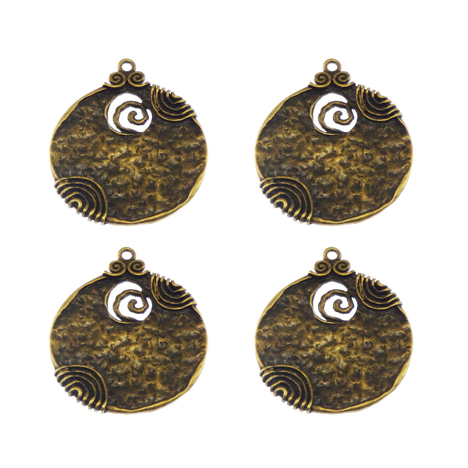 6 pcs Antiqued Bronze Alloy Swirl Pendant Charm Alloy Jewelry Dangle 52*44*3mm
