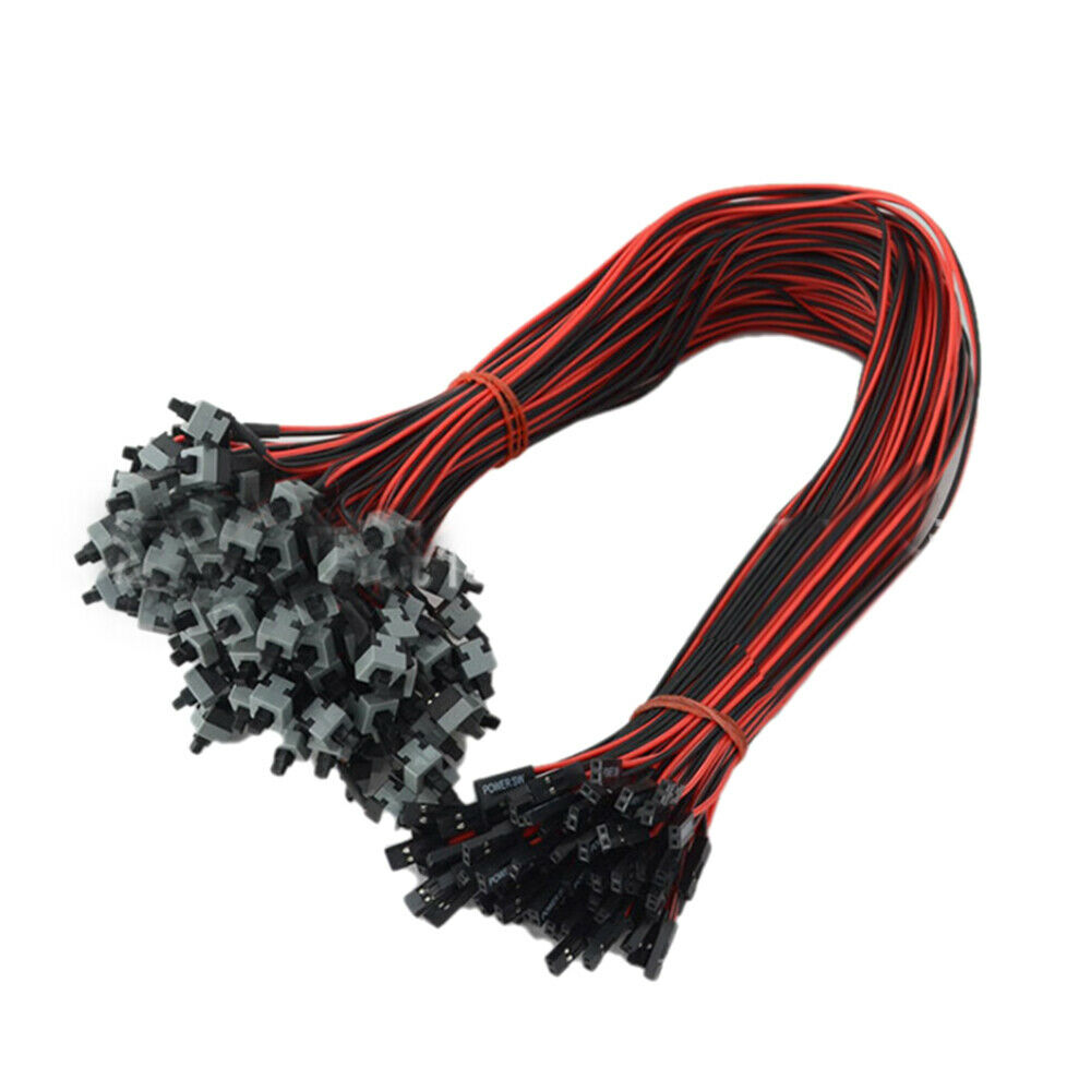 5Pcs 50cm Computer Reset Power Momentary Auto Reset Push Button Switch Cable