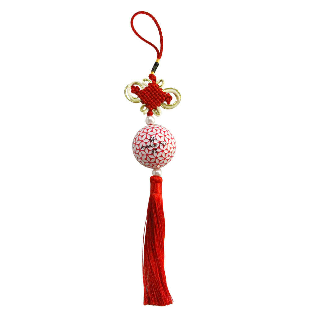 Chinese Knot Tassel with Golf Ball Home Car Office Hanging Decoration Red