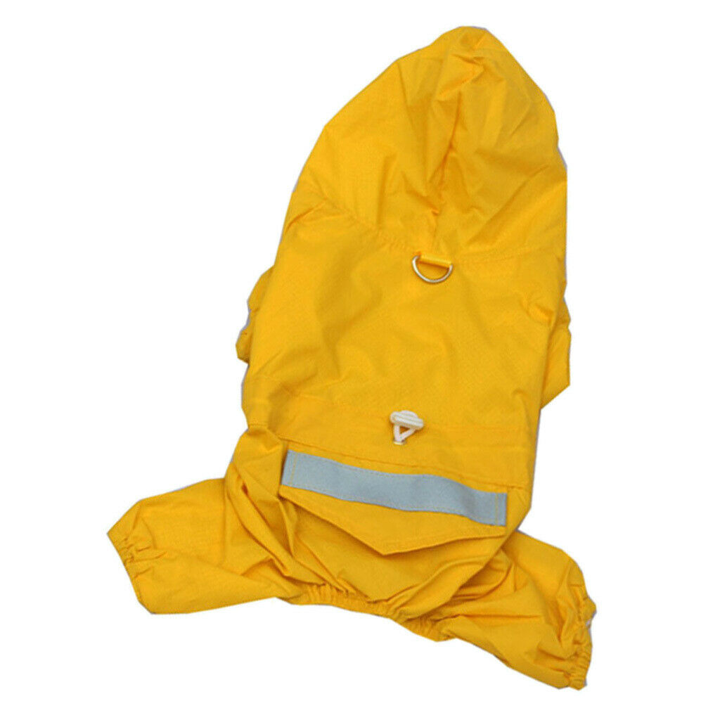 Dog Pet Waterproof Reflective Raincoat Hooded Clothes Apparel  Yellow XXL