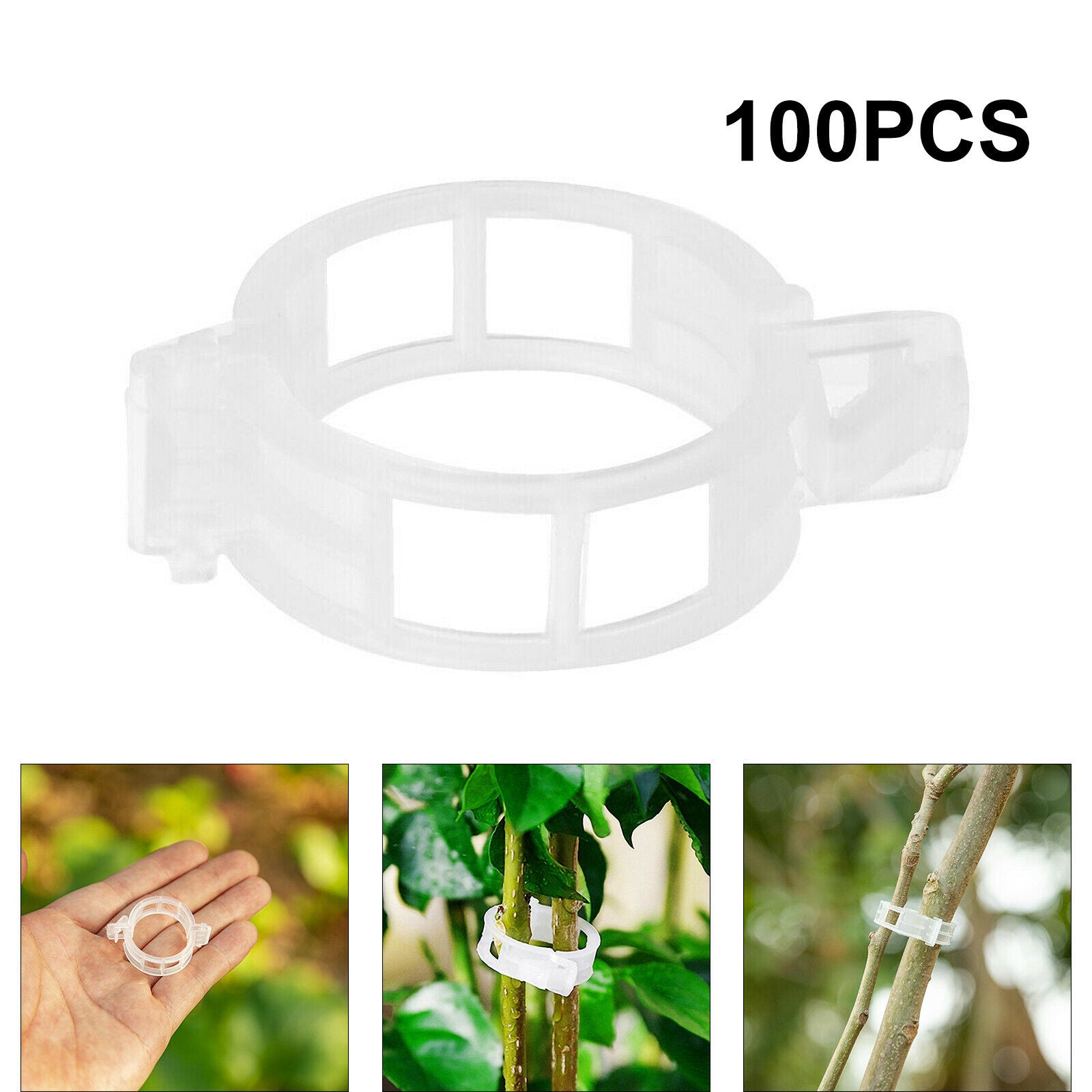 100x Plant Support Clips Tomato Trellis Vine Plants Greenhouse Fixing Tool