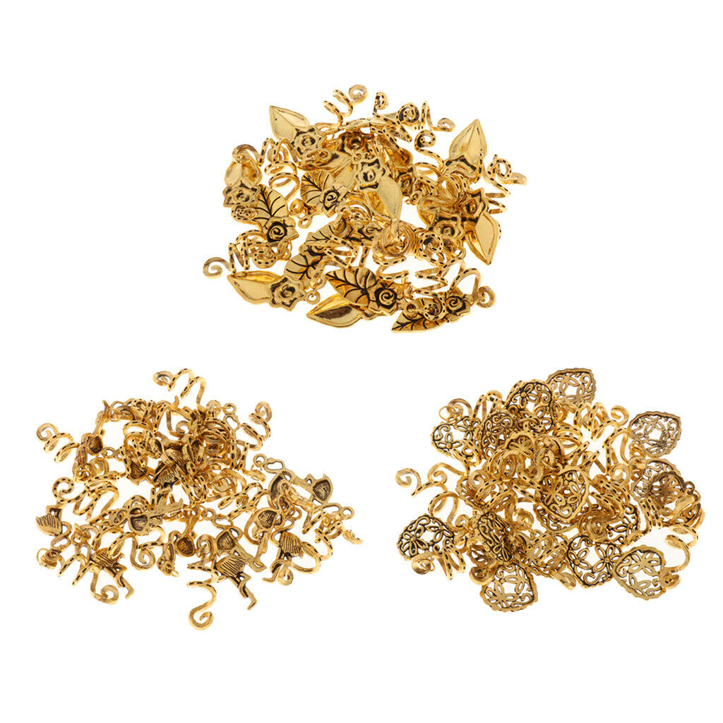 Golden Dreadlock Braiding Beads Hair Coils Pendants Charms Jewelry Cuffs