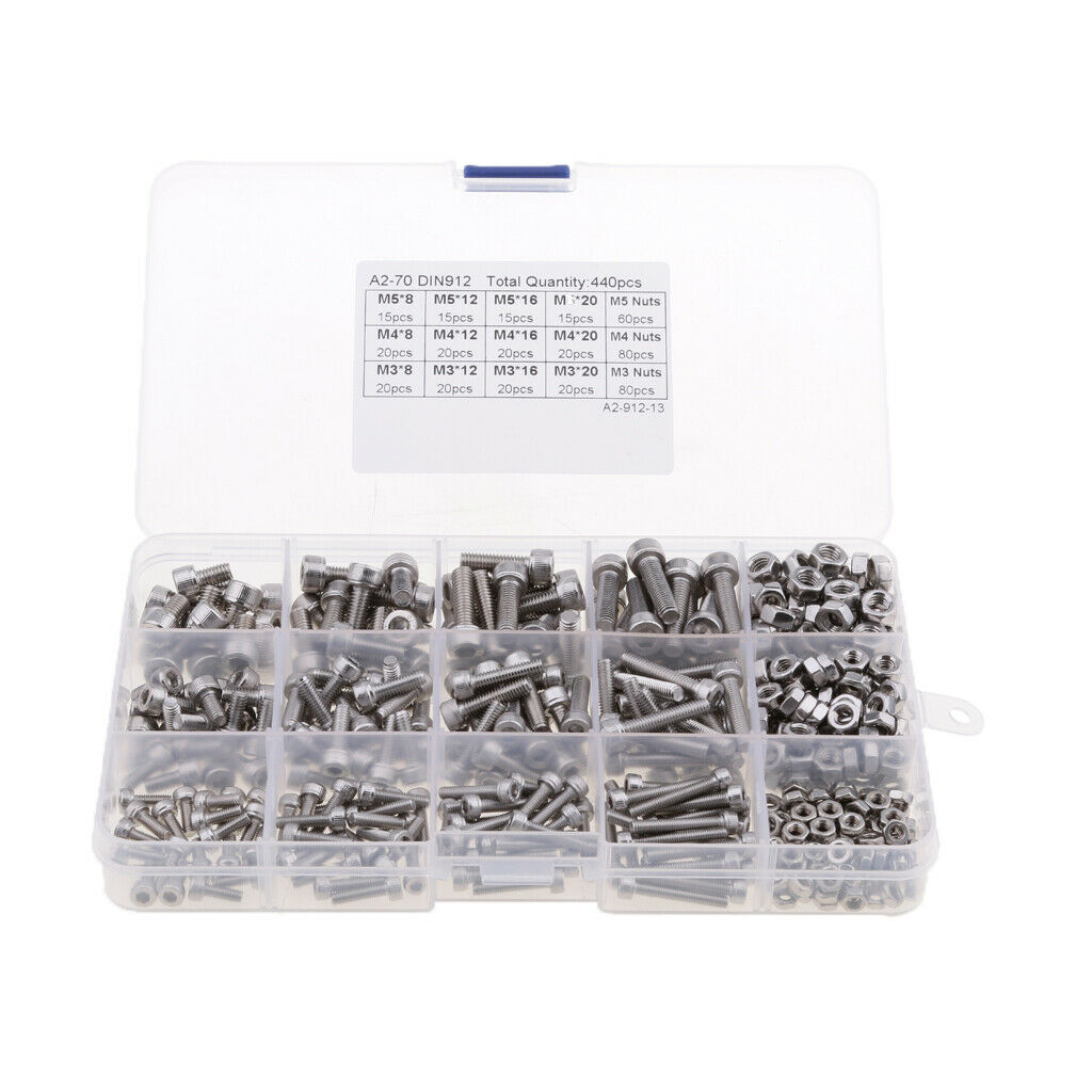 440pcs 304 M3  M5 Stainless Steel Screws for Electrical Equipment