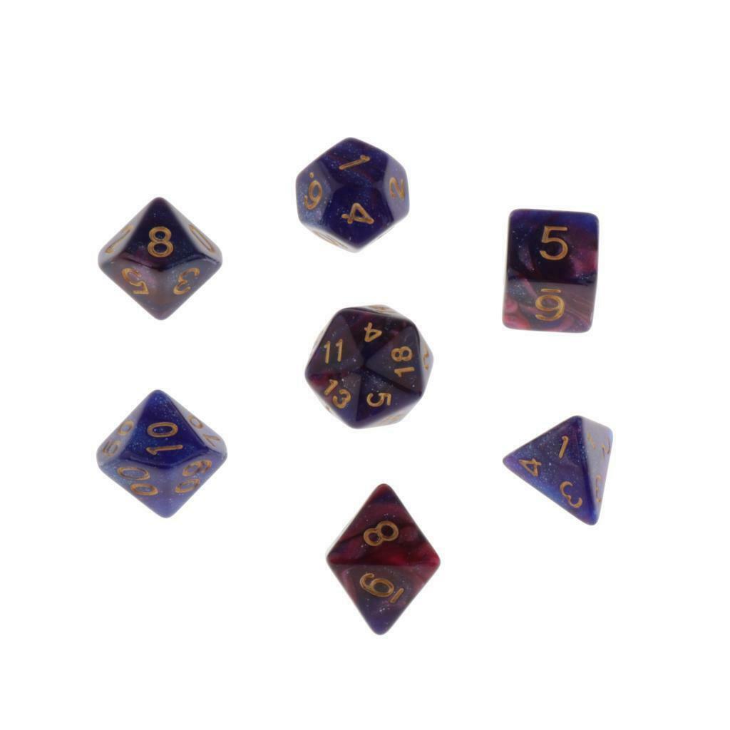 14x Plastic D4 D6 D8 D10 D12 D20 Multi Sided 10-25mm Dice Game for DND