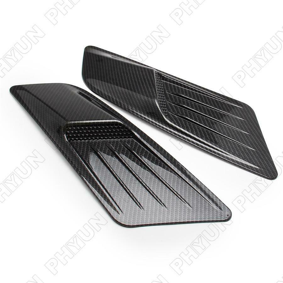 2x Carbon Fiber Style Air Flow Intake Hood Vent Bonnet Covers Decorative Trim
