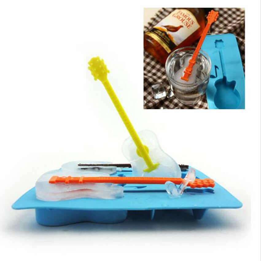 1Pc Silicone Ice-Cube Trays Guitar Shaped Candy Mold Maker Bar Drinking Kit