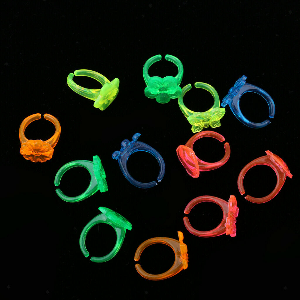 12 Pieces Mixed Color Kids Plastic Diamond Rings Jewelry for Kids