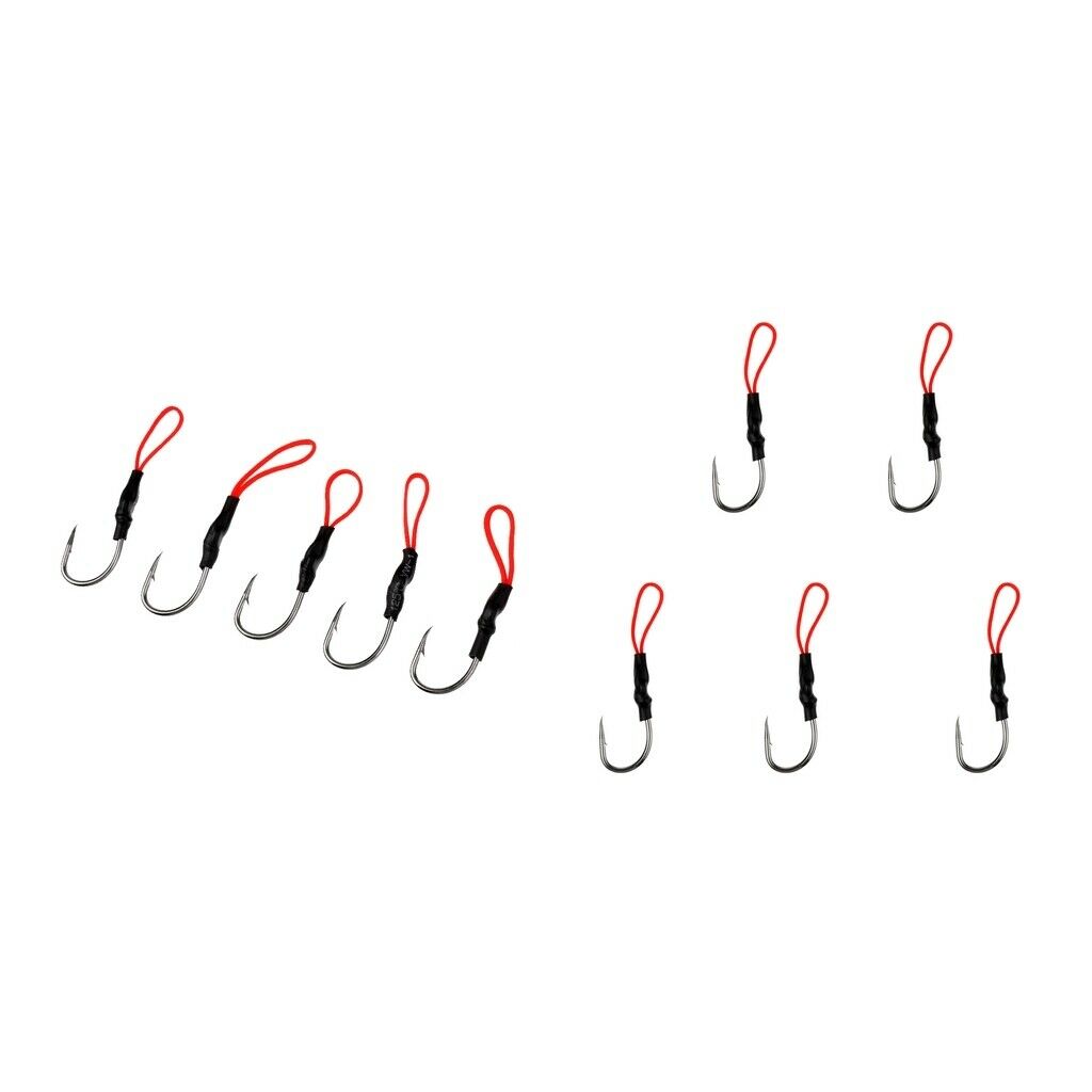 10Pcs Hooks Assist Hooks Fishing Jigging Carbon Steel PE Line Fisherman Hook