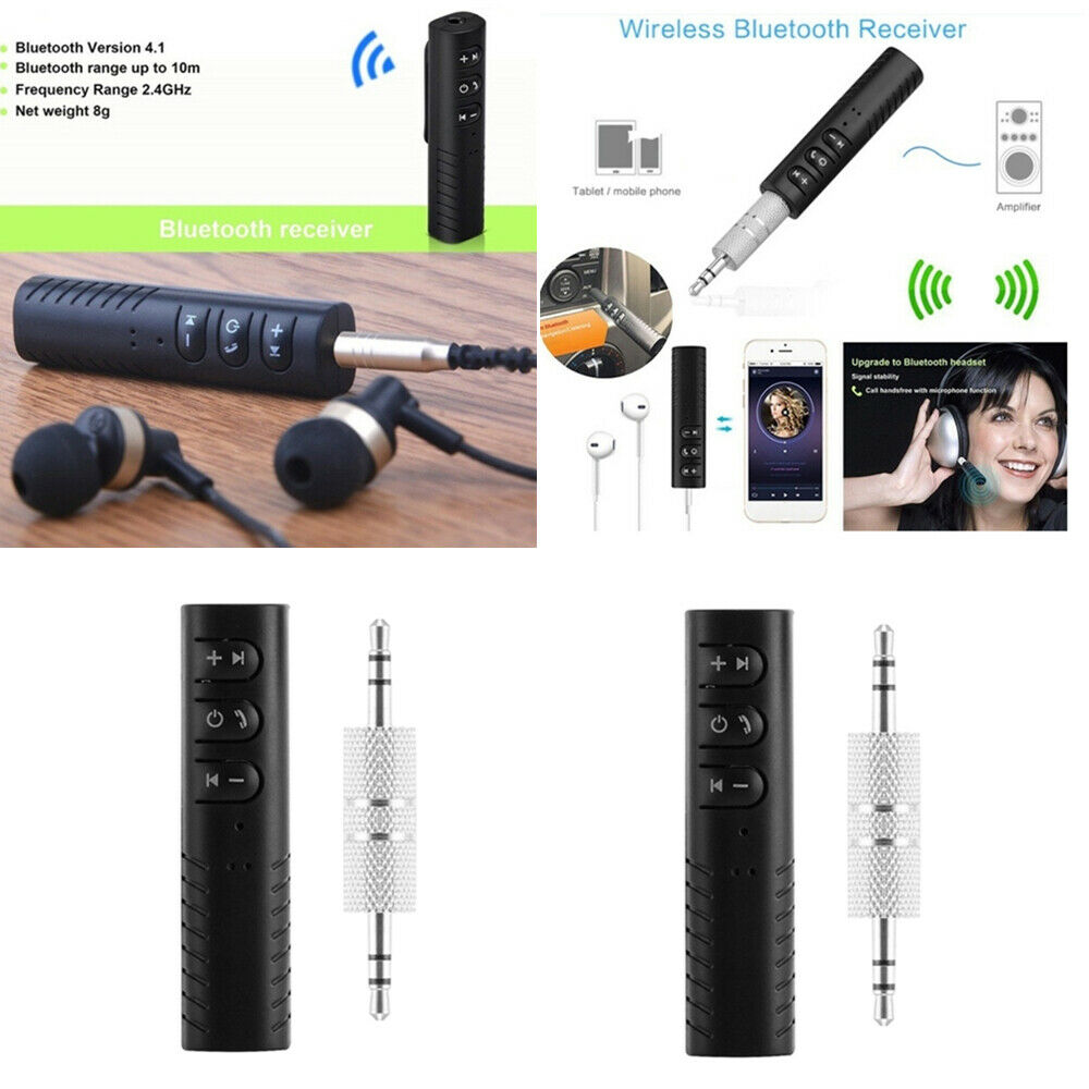 2 Pack Mini Wireless Bluetooth Receiver Car Kit 3.5mm Jack Auxiliary Adapter