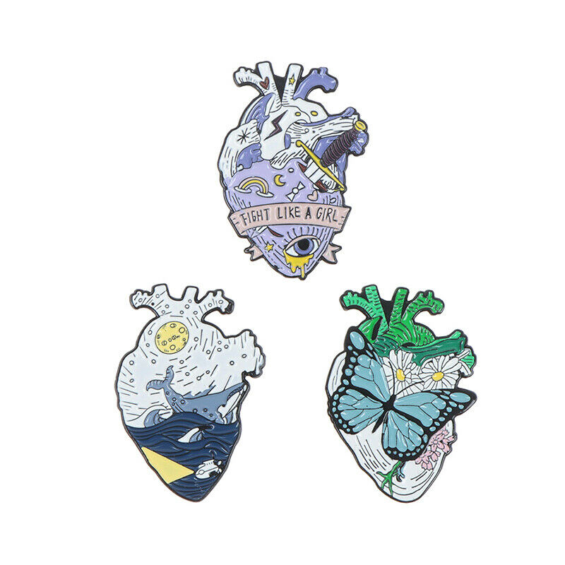 5Pcs/set Enamel Pin Ocean Heart Brooch Lapel Pin Cartoon Punk Jewelry Badge G Ad