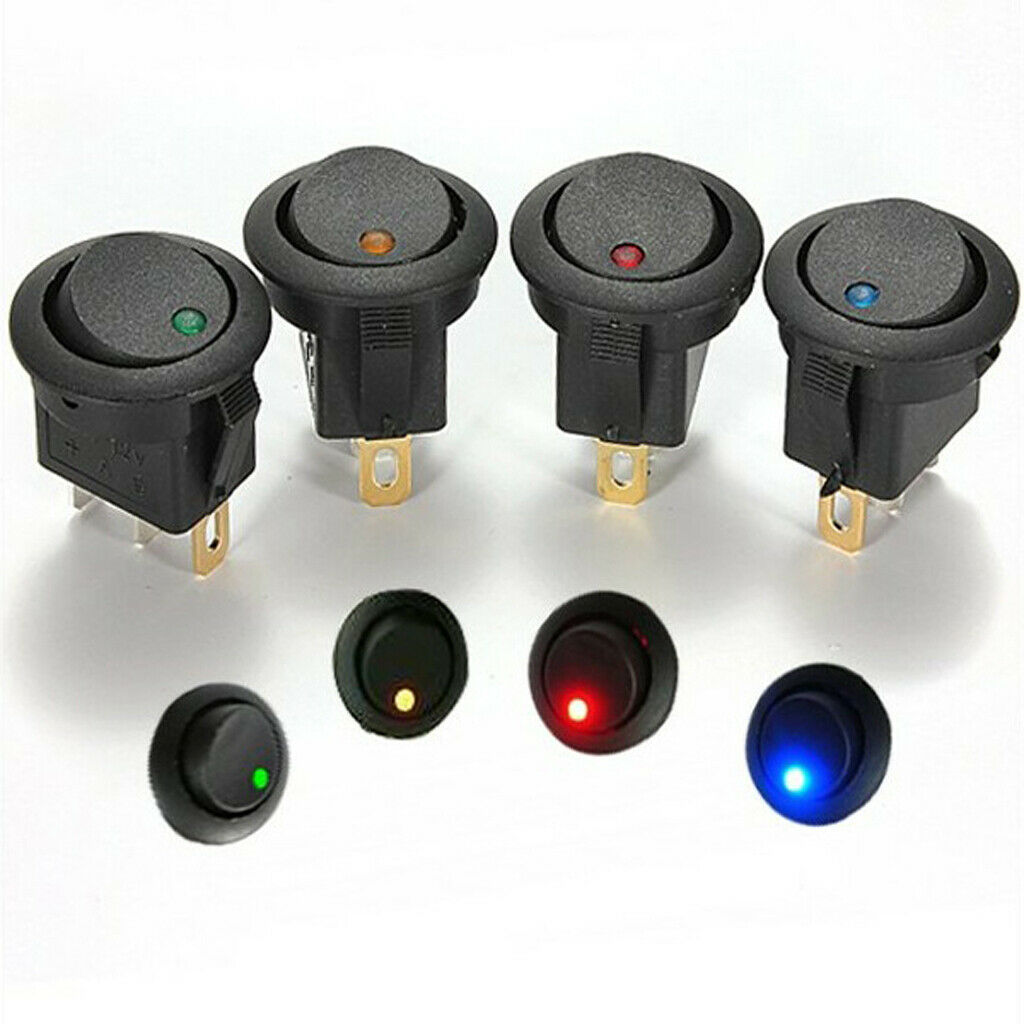 10pcs Blue Led Dot Light Car Auto Boat Round Rocker ON/OFF Toggle Switch